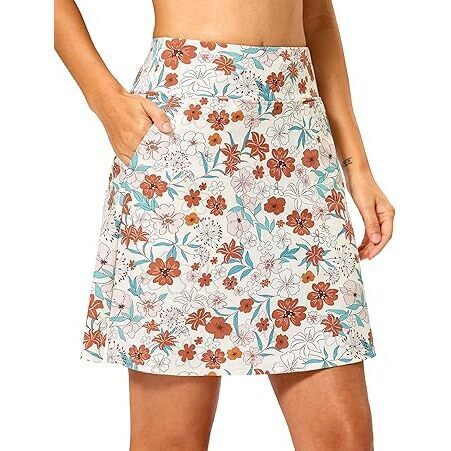Women's 18" Long Swim Skirt High Waisted Modest Skort Bathing Suit Swimsuit